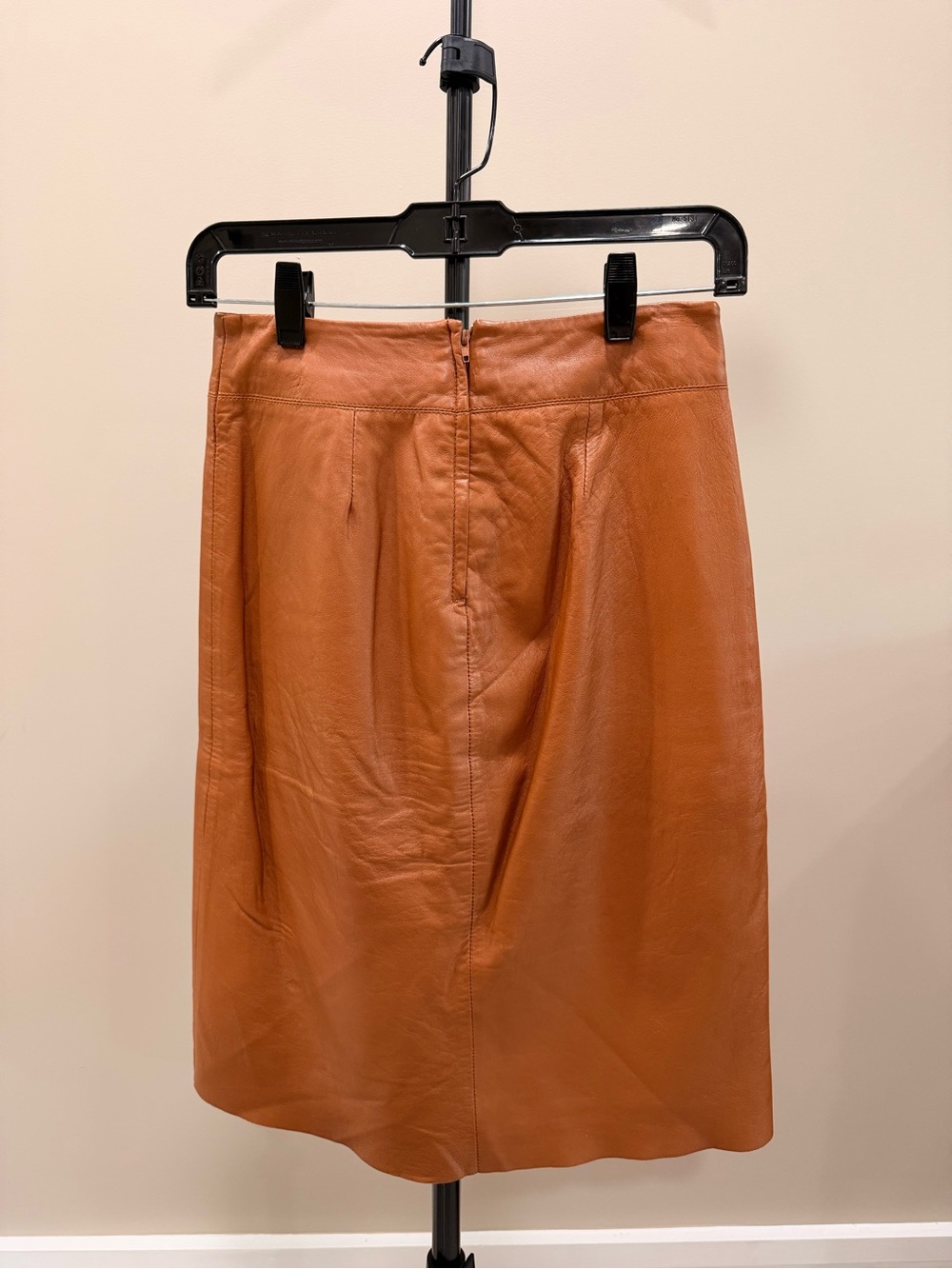 BCBGMaxAzria Cognac Leather Midi Skirt